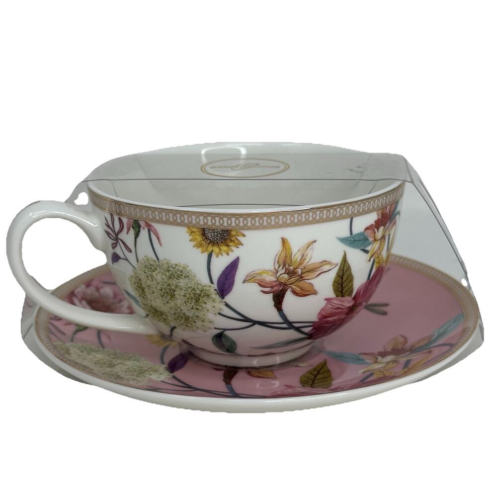 Grace Teaware Cup and Saucer - Floral Bird Porcelain